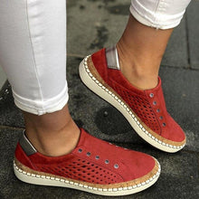 Load image into Gallery viewer, New Women's Shoes Hollow Out woman shoes Striped Vulcanize Breathable Elastic Retro Casual Flats Suitable Wide Leg Woman Sneaker - UK Fashion Market
