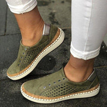 Load image into Gallery viewer, New Women's Shoes Hollow Out woman shoes Striped Vulcanize Breathable Elastic Retro Casual Flats Suitable Wide Leg Woman Sneaker - UK Fashion Market
