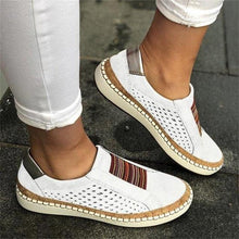 Load image into Gallery viewer, New Women's Shoes Hollow Out woman shoes Striped Vulcanize Breathable Elastic Retro Casual Flats Suitable Wide Leg Woman Sneaker - UK Fashion Market
