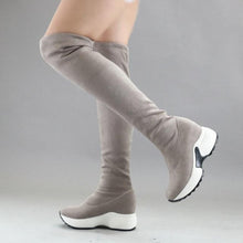 Load image into Gallery viewer, QUTAA 2020 Stretch Fabrics Over The Knee Boots Height Increasing Round Toe Women Shoes Autumn Winter Casual Long Boots Size34-43 - UK Fashion Market

