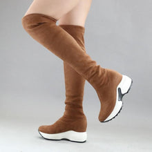 Load image into Gallery viewer, QUTAA 2020 Stretch Fabrics Over The Knee Boots Height Increasing Round Toe Women Shoes Autumn Winter Casual Long Boots Size34-43 - UK Fashion Market
