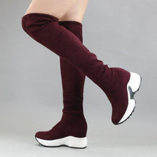 Load image into Gallery viewer, QUTAA 2020 Stretch Fabrics Over The Knee Boots Height Increasing Round Toe Women Shoes Autumn Winter Casual Long Boots Size34-43 - UK Fashion Market

