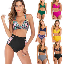Load image into Gallery viewer, 2020 new swimsuit multi color sexy solid color printing high waist split Swimsuit Bikini suit women's Beach swimsuit - UK Fashion Market
