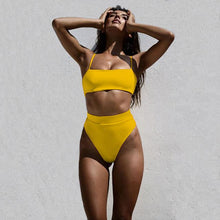 Load image into Gallery viewer, ZTVitality Sexy Bikinis Solid Push Up Bikini 2020 Hot Sale Padded Bra Straps High Waist Swimsuit Female Swimwear Women Biquini - UK Fashion Market
