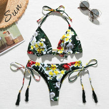Load image into Gallery viewer, Brazilian bikini thong 2020 Leaves print bathing suit Tassel swimwear women Sexy swimsuit female Push up bathers new biquinis - UK Fashion Market
