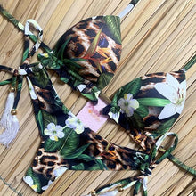 Load image into Gallery viewer, Brazilian bikini thong 2020 Leaves print bathing suit Tassel swimwear women Sexy swimsuit female Push up bathers new biquinis - UK Fashion Market
