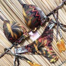 Load image into Gallery viewer, Brazilian bikini thong 2020 Leaves print bathing suit Tassel swimwear women Sexy swimsuit female Push up bathers new biquinis - UK Fashion Market
