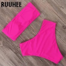 Load image into Gallery viewer, RUUHEE Bandage Bikini Swimwear Women Swimsuit High Waist Bikini Set 2019 Bathing Suit Push Up Maillot De Bain Femme Beachwear - UK Fashion Market
