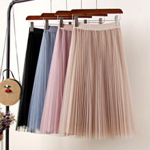 Load image into Gallery viewer, Tulle Skirts Womens Midi Pleated Skirt Black Pink Tulle Skirt Women 2020 Spring Summer Korean Elastic High Waist Mesh Tutu Skirt - UK Fashion Market
