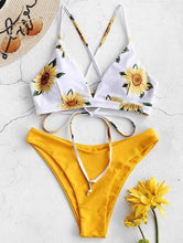 Load image into Gallery viewer, Sunflower Printed Bikini Set Sexy  Swimwear Women 2020 Mujer Push Up Padded Biquini Bathers Bandage Bathing Suit Swimsuit Bikini - UK Fashion Market
