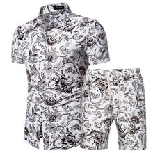 Load image into Gallery viewer, Pattern Tracksuit Men Summer Beachwear Men's Set 2020 Mens Notched T Shirts +Shorts Two Piece Sets Floral Beach Swaet Suit 5XL - UK Fashion Market
