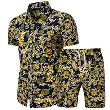 Load image into Gallery viewer, Pattern Tracksuit Men Summer Beachwear Men's Set 2020 Mens Notched T Shirts +Shorts Two Piece Sets Floral Beach Swaet Suit 5XL - UK Fashion Market

