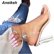 Load image into Gallery viewer, Aneikeh 2020 PVC Jelly Sandals Crystal Open Toed High Heels Women Transparent Heel Sandals Slippers Pumps 11CM Big Size 41 42 - UK Fashion Market
