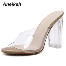 Load image into Gallery viewer, Aneikeh 2020 PVC Jelly Sandals Crystal Open Toed High Heels Women Transparent Heel Sandals Slippers Pumps 11CM Big Size 41 42 - UK Fashion Market
