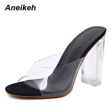 Load image into Gallery viewer, Aneikeh 2020 PVC Jelly Sandals Crystal Open Toed High Heels Women Transparent Heel Sandals Slippers Pumps 11CM Big Size 41 42 - UK Fashion Market
