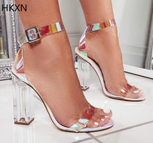 Load image into Gallery viewer, High Quality 2019 PVC Clear Transparent Strappy Buckle Sandals Women Sandals Shoes Celebrity Wearing Simple Style High Heels - UK Fashion Market
