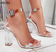 Load image into Gallery viewer, High Quality 2019 PVC Clear Transparent Strappy Buckle Sandals Women Sandals Shoes Celebrity Wearing Simple Style High Heels - UK Fashion Market
