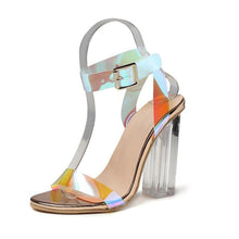 Load image into Gallery viewer, High Quality 2019 PVC Clear Transparent Strappy Buckle Sandals Women Sandals Shoes Celebrity Wearing Simple Style High Heels - UK Fashion Market
