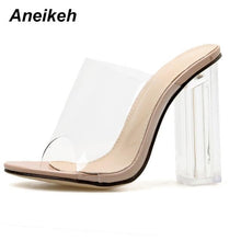 Load image into Gallery viewer, Aneikeh New Women Sandals PVC Jelly Crystal Heel Transparent Women Sexy Clear High Heels Summer Sandals Pumps Shoes Size 41 42 - UK Fashion Market
