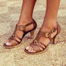 Load image into Gallery viewer, KWBEFRT 2020 Summer Sandals Women Open Toe Gladiator Shoes Women Ring Fashion Shoes Flats Metal Buckle Thin Heels Dropshipping - UK Fashion Market
