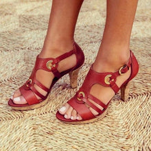 Load image into Gallery viewer, KWBEFRT 2020 Summer Sandals Women Open Toe Gladiator Shoes Women Ring Fashion Shoes Flats Metal Buckle Thin Heels Dropshipping - UK Fashion Market
