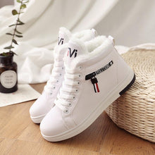 Load image into Gallery viewer, Winter Boots Women Ankle Boots Warm PU Plush Winter Woman Shoes Sneakers Flats Lace Up Ladies Shoes Women Short Snow Boots - UK Fashion Market
