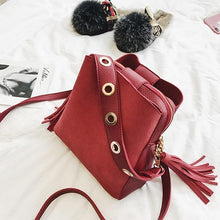 Load image into Gallery viewer, 2019 Fashion Scrub Women Bucket Bag Vintage Tassel Messenger Bag High Quality Retro Shoulder Bag Simple Crossbody Bag Tote - UK Fashion Market
