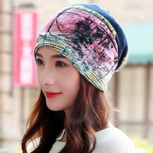 Load image into Gallery viewer, LongKeeper Women Hat Polyester Adult Casual Floral Women's Hats Spring Autumn Two Used Female Cap Scarf 3 Colors Fashion Beanies - UK Fashion Market
