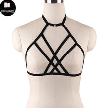 Load image into Gallery viewer, Women Sexy Crop Top Bondage Harness Fetish Elastic Cage Bra Rave Wear Body Harnesses Lingerie Sexy Pastel Goth Suspender Bralett - UK Fashion Market
