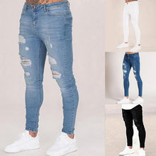 Load image into Gallery viewer, Oeak Mens Solid Color  Jeans 2019 New Fashion Slim  Pencil Pants Sexy Casual Hole Ripped Design Streetwear - UK Fashion Market
