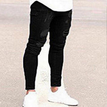 Load image into Gallery viewer, Oeak Mens Solid Color  Jeans 2019 New Fashion Slim  Pencil Pants Sexy Casual Hole Ripped Design Streetwear - UK Fashion Market
