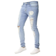 Load image into Gallery viewer, Oeak Mens Solid Color  Jeans 2019 New Fashion Slim  Pencil Pants Sexy Casual Hole Ripped Design Streetwear - UK Fashion Market
