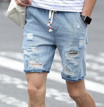 Load image into Gallery viewer, New Fashion Leisure Mens Ripped Short Jeans Brand Clothing  Summer 98% Cotton Shorts Breathable Tearing Denim Shorts Male - UK Fashion Market
