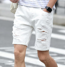 Load image into Gallery viewer, New Fashion Leisure Mens Ripped Short Jeans Brand Clothing  Summer 98% Cotton Shorts Breathable Tearing Denim Shorts Male - UK Fashion Market

